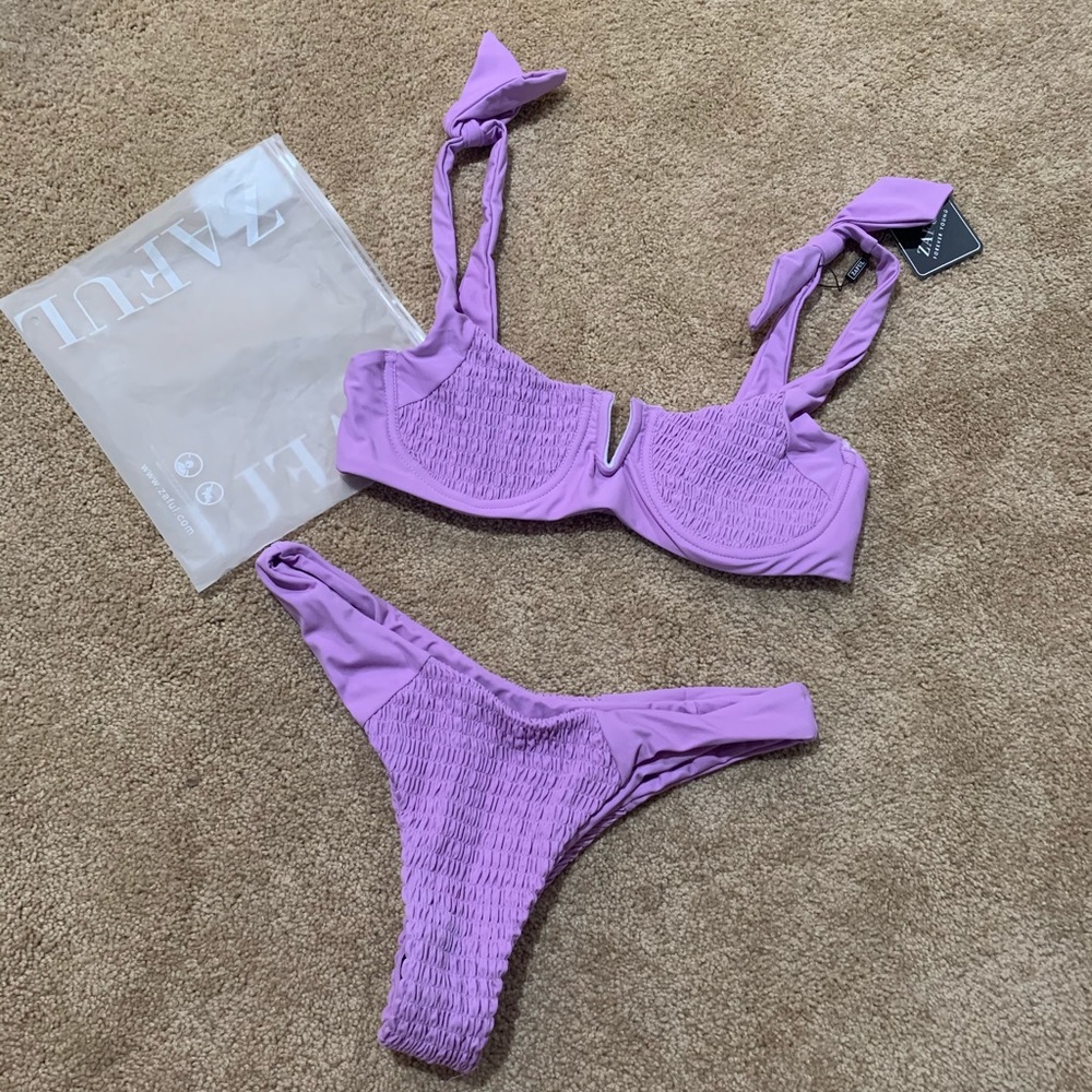 Lilac Shirred Bikini